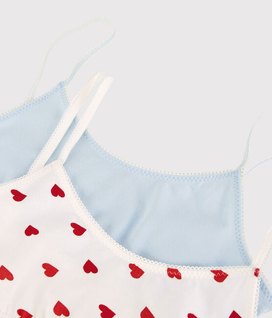 Girls' Red Hearts Pattern Organic Cotton and Elastane Undershirts - 2-Pack variante 1