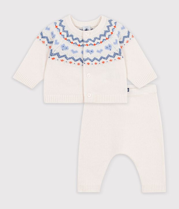 Jacquard knit outfit for babies blue/blue
