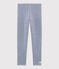 Children's Pinstriped Leggings in Wool and Cotton MEDIEVAL blue/MARSHMALLOW white