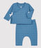 Babies' Padded Organic Cotton Clothing - 2-Pack POLOCHON blue