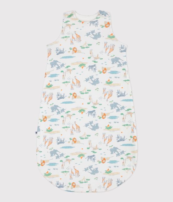 Babies' 0.5 TOG printed cotton sleeping bag MARSHMALLOW white/MULTICO white