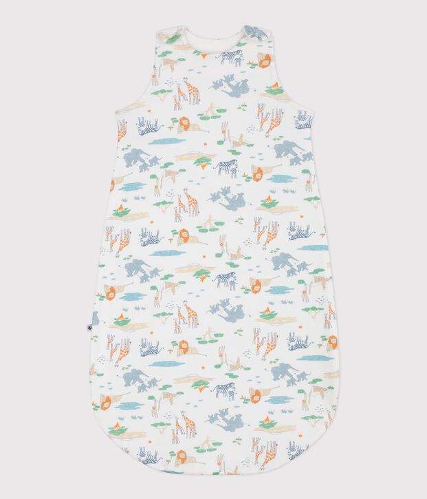 Babies' 0.5 TOG printed cotton sleeping bag white/multicolor