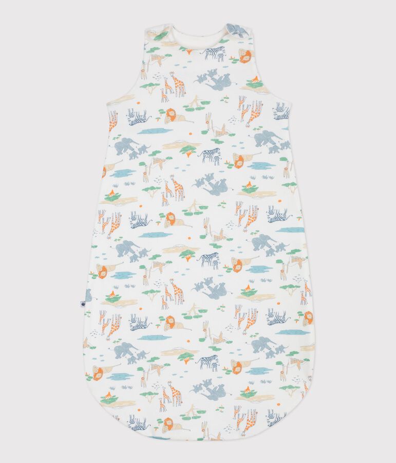 Babies' 0.5 TOG printed cotton sleeping bag white/multicolor