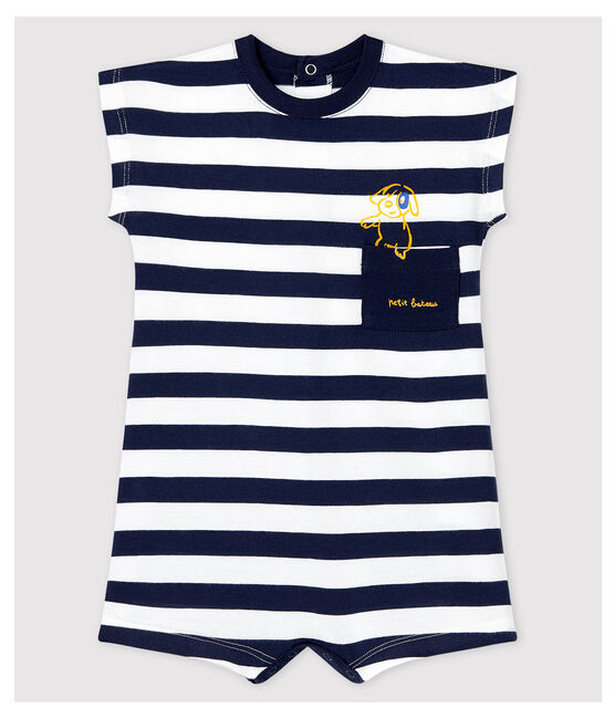 Baby Boys' Stripy Jersey Playsuit SMOKING blue/MARSHMALLOW white