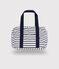 Babies' striped cotton maternity bag MARSHMALLOW white/SMOKING blue