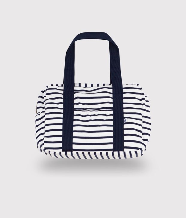 Babies' striped cotton maternity bag white/blue