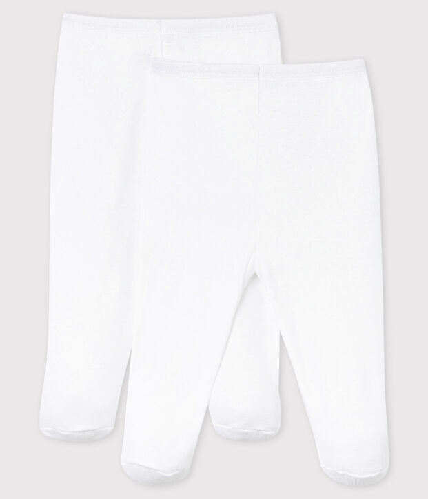Babies' White Trousers with Feet - 2-Pack white