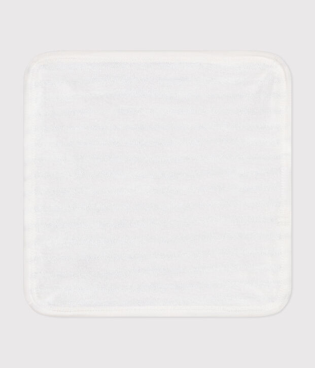 Stripy cotton and terry baby wipes white/blue