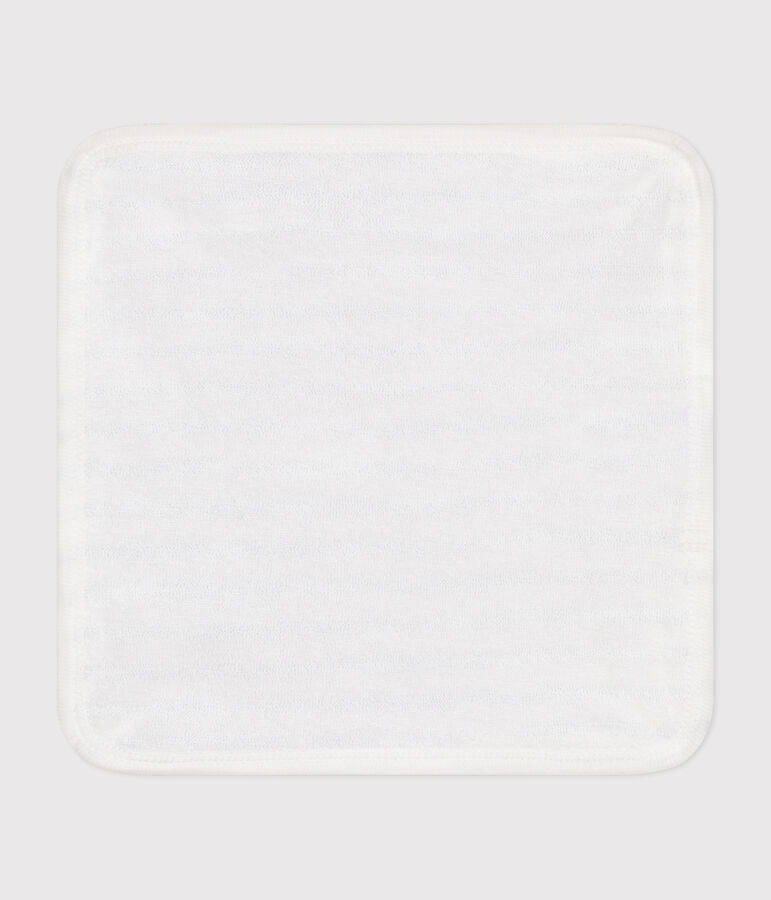 Stripy cotton and terry baby wipes white/blue