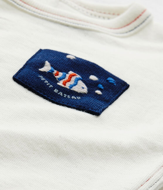 Baby boy's plain T-shirt MARSHMALLOW white