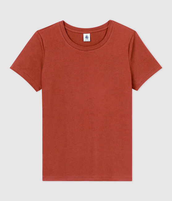 Women's Straight Fit Organic Cotton Round Neck T-Shirt OMBRIE brown