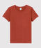 Women's Straight Fit Organic Cotton Round Neck T-Shirt OMBRIE brown