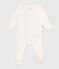Babies' heart-print velour pyjama suit with a collar MARSHMALLOW white/MULTICO white