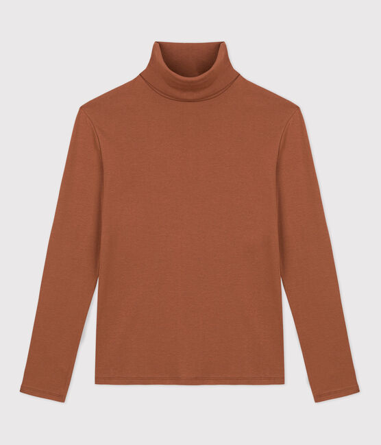 Women's Iconic Cotton Roll Neck T-Shirt CINA brown