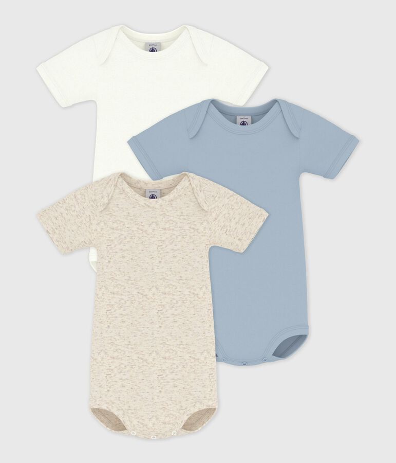 Babies' Plain Short-Sleeved Cotton Bodysuits - 3-Pack multicolor