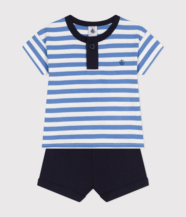 Babies' Jersey T-shirt and Shorts Set blue/white