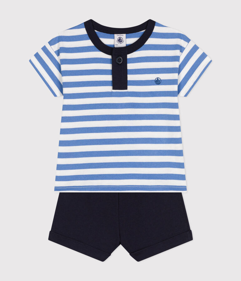 Babies' Jersey T-shirt and Shorts Set blue/white