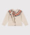 Girls' cotton and wool jacquard cardigan MONTELIMAR beige/MULTICO white