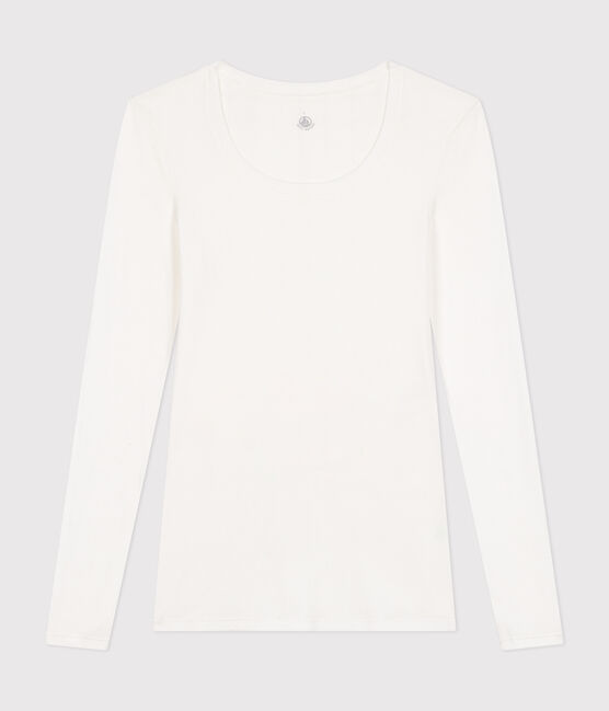 Women's long-sleeved dancer neck T-shirt   MARSHMALLOW white