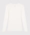 Women's long-sleeved dancer neck T-shirt   MARSHMALLOW white
