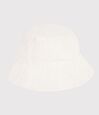 Children's wide brimmed floppy sun hat in poplin and broderie anglaise