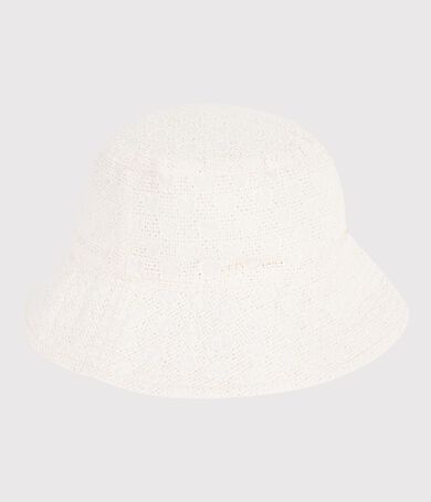 Children's wide brimmed floppy sun hat in poplin and broderie anglaise
