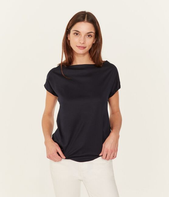 Women's Short-Sleeved Cotton Sea Island T-Shirt MARINE blue