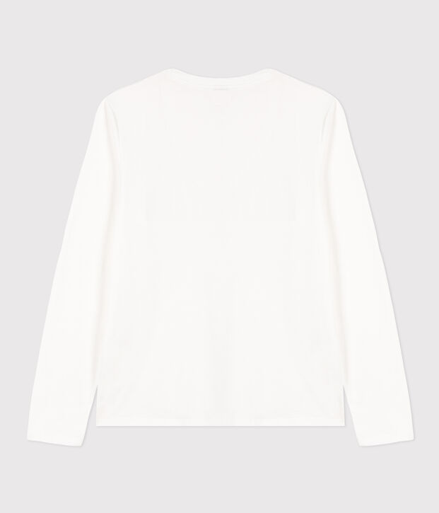 Women's The Straight long-sleeved V-necked fine jersey T-shirt white