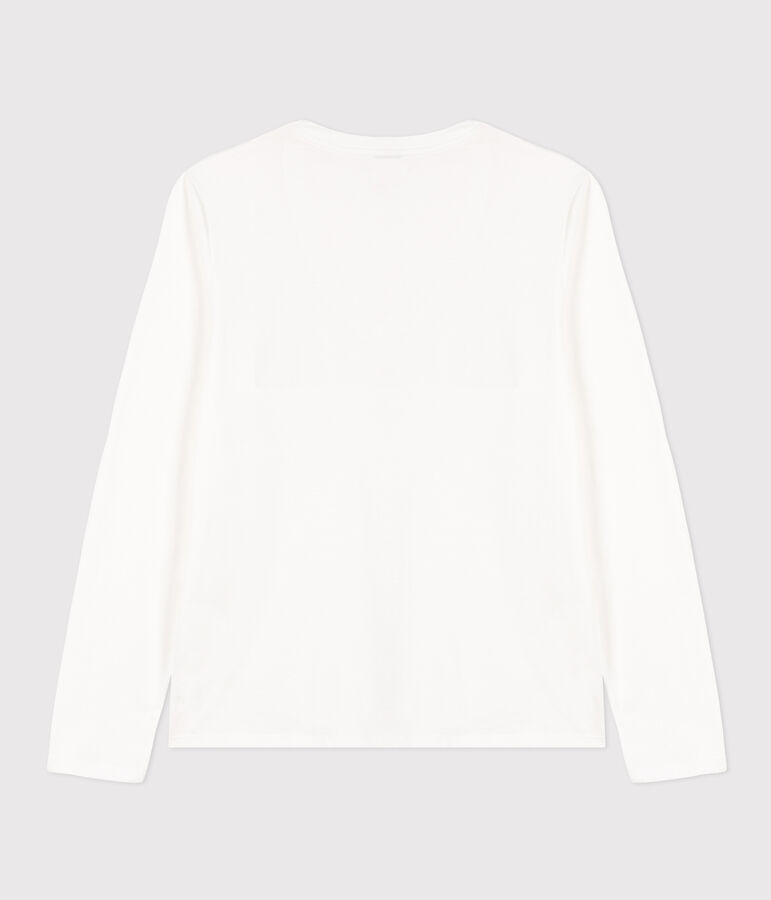 Women's The Straight long-sleeved V-necked fine jersey T-shirt white