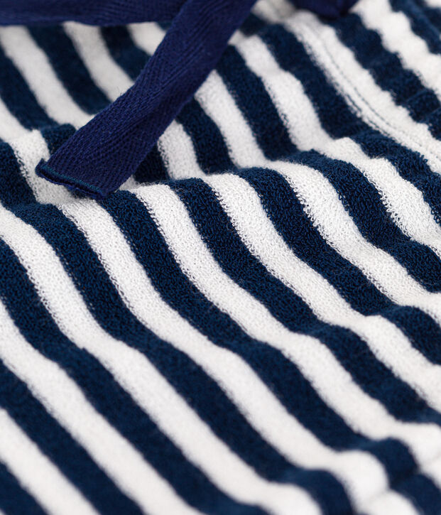 Babies' Striped Brushed Terry Towelling Trousers blue/white