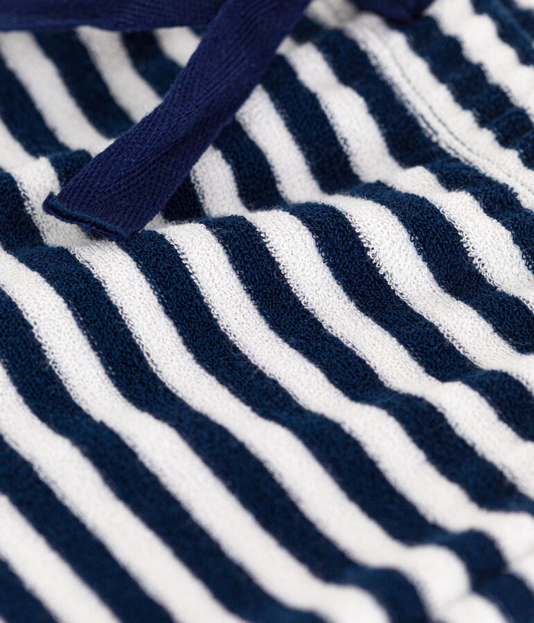 Babies' Striped Brushed Terry Towelling Trousers blue/white