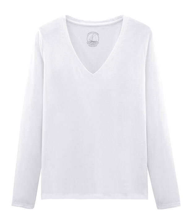 Women's Long-Sleeved Sea Island Cotton T-Shirt white
