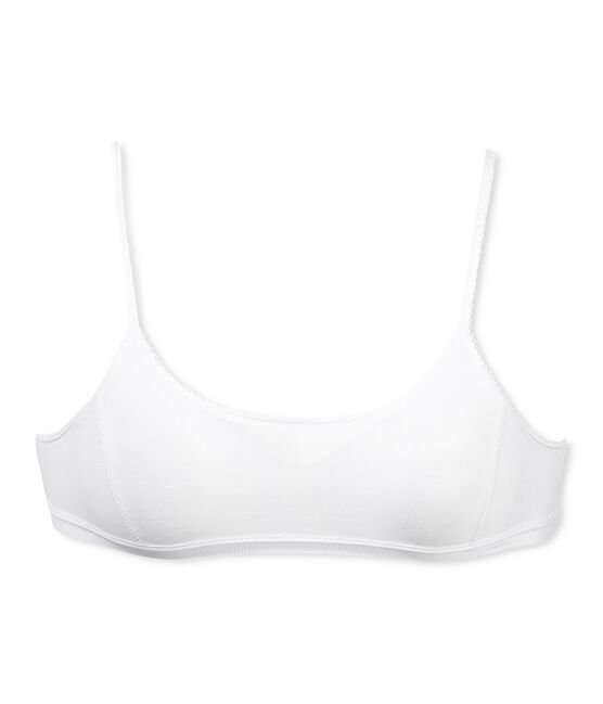 Girl's plain crop top ECUME white