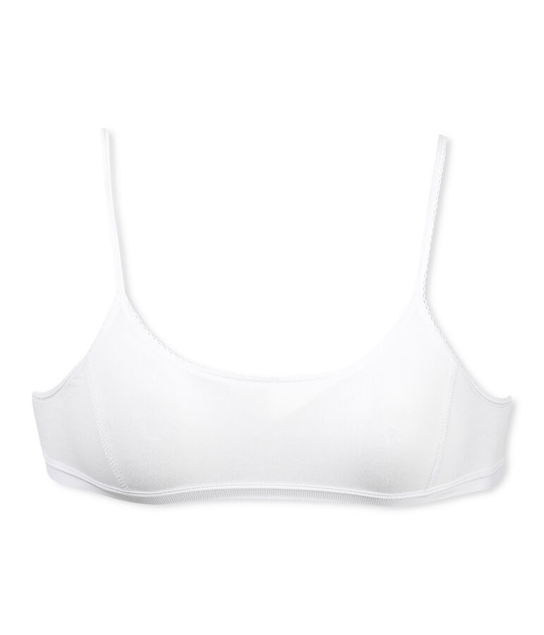 Girl's plain crop top ECUME white