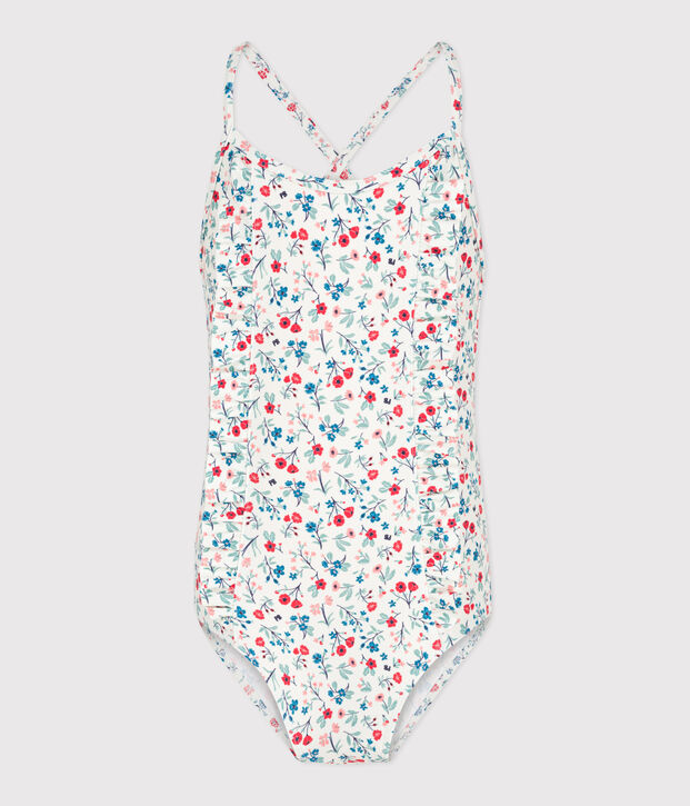 Children's one-piece floral swimsuit white/multicolor