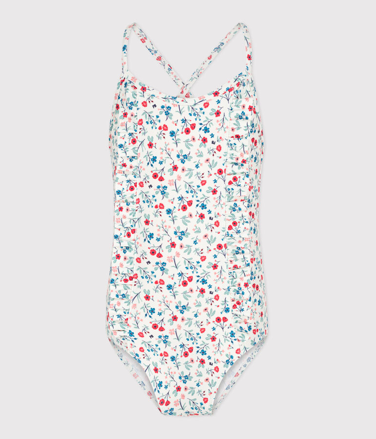 Children's one-piece floral swimsuit white/multicolor