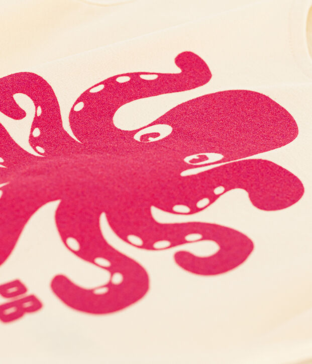 Girls' Flocked Short-Sleeved T-Shirt Ecru