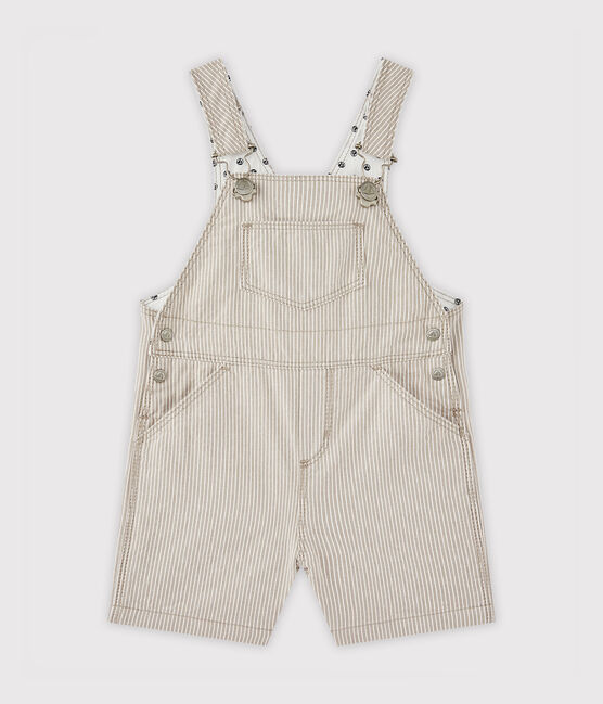 Baby boy short dungaree MINERAI grey/LAIT white