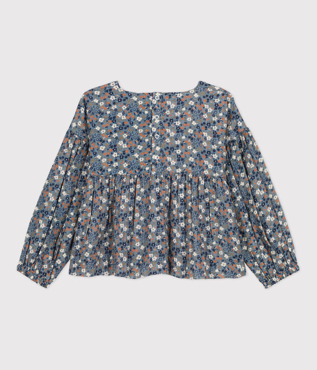 Girls' Patterned Cotton Gauze Blouse blue/multicolor
