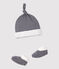Babies' Stripy Organic Cotton Bonnet and Bootees Set variante 1