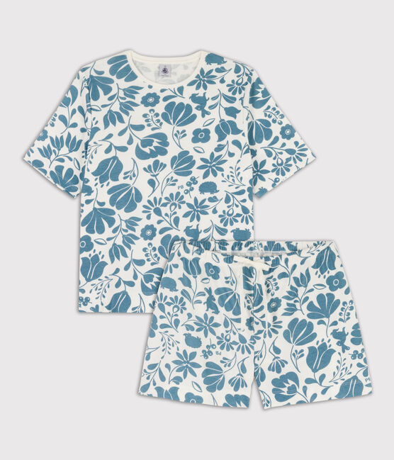 Women's Floral Cotton Short Pyjamas MARSHMALLOW white/ROVER