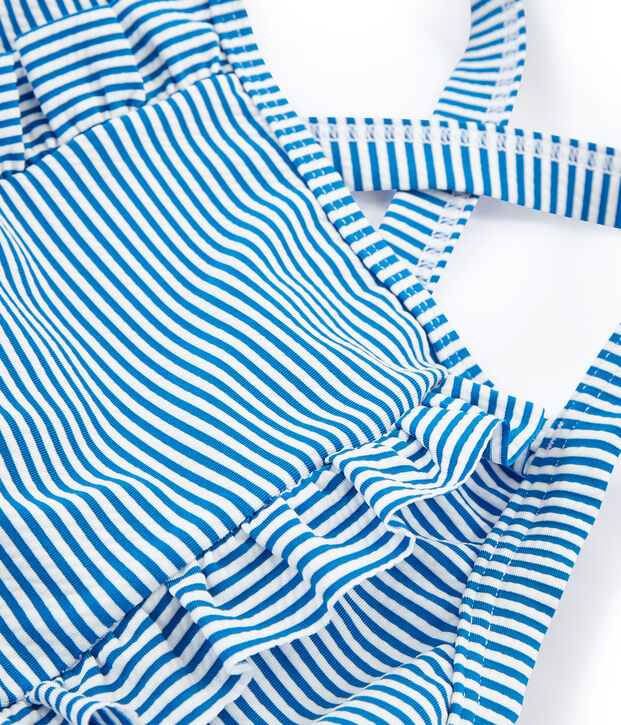 Girls' One-Piece Swimsuit blue/white