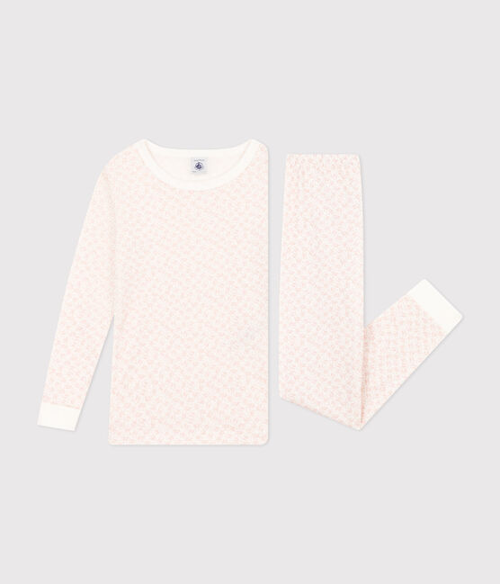 Children's Pyjamas in Flower Print Cotton MARSHMALLOW /PANTY