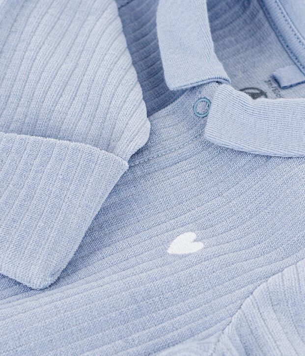 Babies' plain velour pyjama suit with a collar POLAIRE