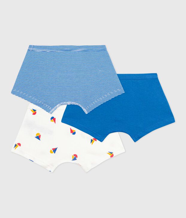 Pack of children's boat print cotton boxers with covered waistbands multicolor