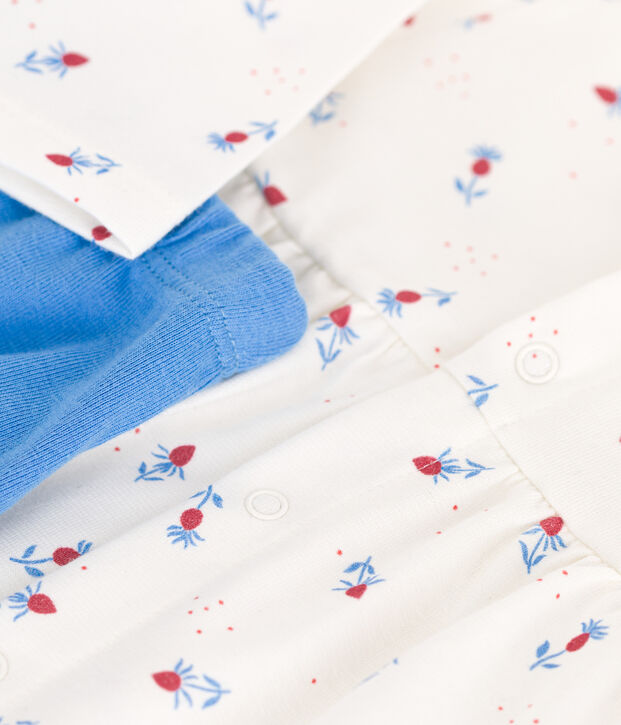 Babies' cotton dress and leggings white/multicolor