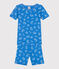 Children's short snug-fitting pyjamas in cotton with a van print BRASIER blue/MARSHMALLOW grey