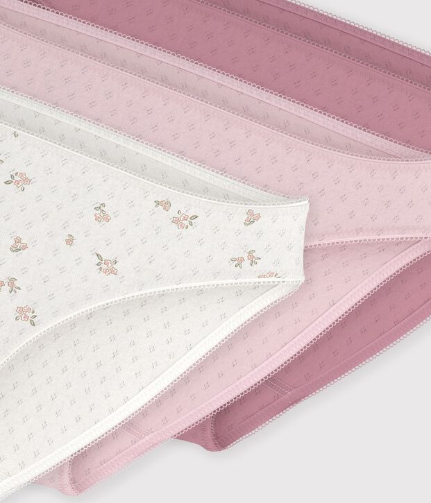Pack of women's openwork cotton pants with a floral pattern multicolor