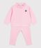 Babies' sweatshirt and trousers set in plain cotton pink