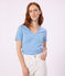 Women's short-sleeved plain cotton T-shirt FLO blue